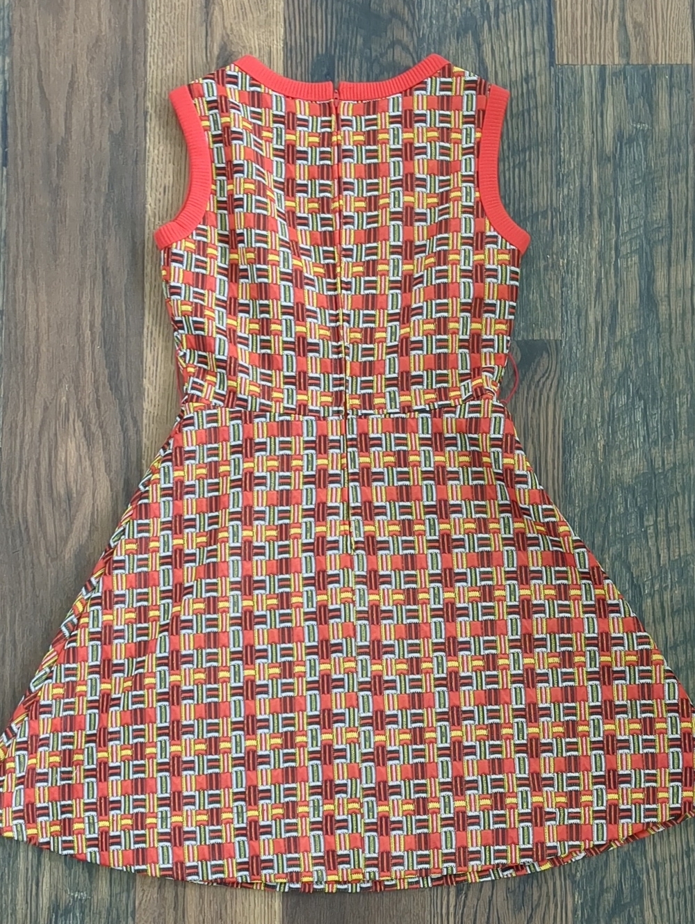 Vintage 60s Kay Windsor Orange Brown Gold Mid Century Mod Dress - Picture 8 of 8